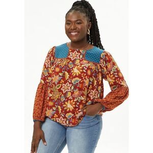 Matilda Jane Heart to Heart Garden Mums Mixed Print Floral Blouse medium NWT